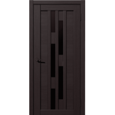 Дверь межкомнатная Дубрава Сибирь Рада ШТРИХ Орех темный, стекло черное